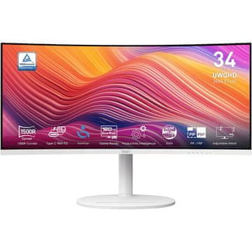 Monitor Modern MD342CQPW 34" / UWQHD / 120Hz / 1ms MPRT / zakrivljen / KVM / beli - adjustable stand - PD 98W