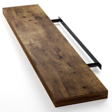 Northix Plutajuća polica MDF tamni hrast 110 cm nosivost 15 kg