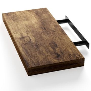 Northix Zidna plutajuća polica 50 cm MDF tamni hrast 15 kg