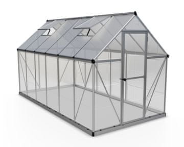 Palram STAKLENIK POLIKARBONAT - HYBRID (Tip 6x12) - Dim. 185 x 370 cm - ALUMINIJ