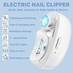 Netscroll 2-u-1 električni rezač noktiju s 360° turpijom, NailCutter.