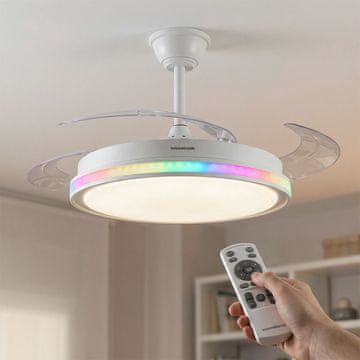 InnovaGoods Stropni ventilator s RGB LED svjetlom, 4 sklopive lopatice i daljinskim upravljačem