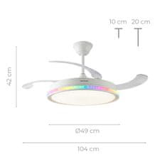 InnovaGoods Stropni ventilator s RGB LED svjetlom, 4 sklopive lopatice i daljinskim upravljačem 