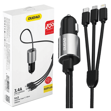 DUDAO Dudao Auto Punjač 3 U 1 Usb 3.4A Za Lightning Usb Tip-C Micro Usb