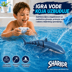 JOJOY® Interaktivni morski pas na daljinsko upravljanje, pliva u vodi, 360° okretanje, LED svjetla i efekti prskanja | SHARKOR