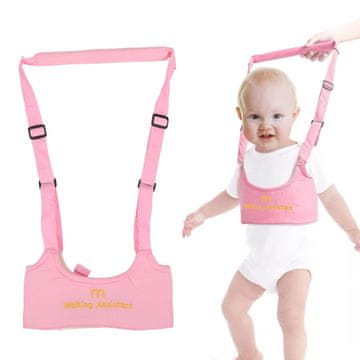 Netscroll Ružičasti hodalica za bebe, hodalica za bebe, pomagalo za učenje hodanja, podesiva, HODNOS-ROZ.