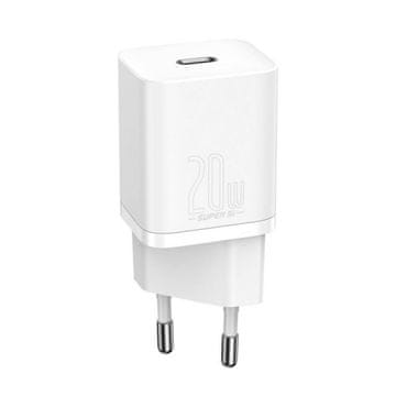 BASEUS BASEUS Super Si punjač, 1x USB-C, 20W, bijeli