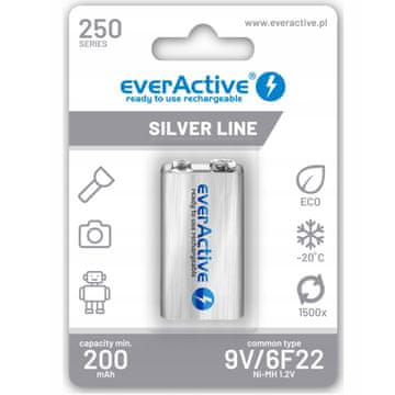 6F22 aku Everactive 250 9V srebrna linija