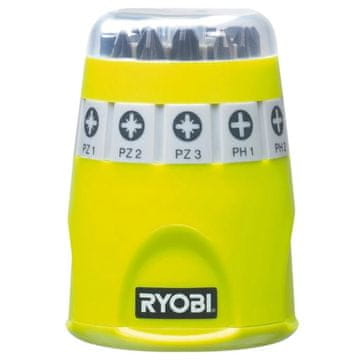 Ryobi set bitova 10 komada (25 mm: PZ1, PZ2, PZ3, PH1, PH2, PH3, T15, T20, T25, magnetski držač)