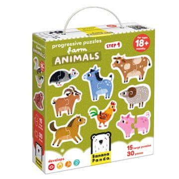 Progressive Puzzles. Životinje s farme 18m+
