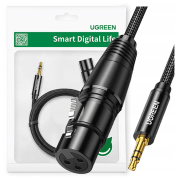 Ugreen audio kabel 3,5 mm mini priključak (muški) - XLR (ženski) 1 m crni (AV182)