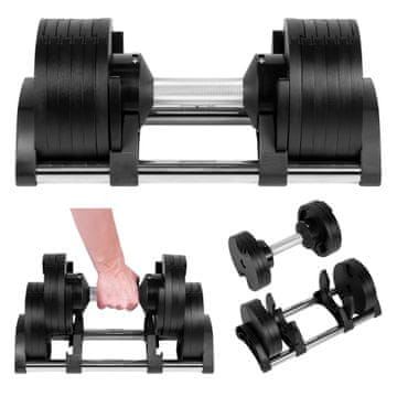 Rebel Hantel željezni regulacijski automatski 24 kg, skok od 2 kg, Rebel