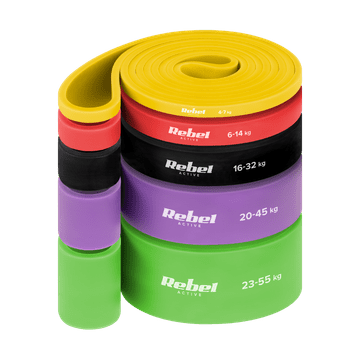 Rebel Set od 5 gumenih vježbajućih traka power band otporne trake za trening fitness rebel