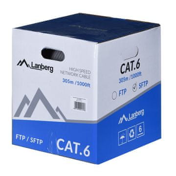 LANBERG SFTP KABEL CAT.6 305M CU ŽICA SIVI