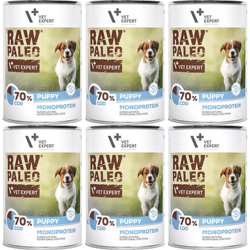 VetExpert Raw Paleo konzerva za štence s bakalarom 6x400g