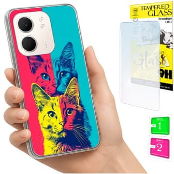 Fotografija za oppo a5x, maska s otiskom šape, zaštitno staklo 9h