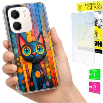 Futrola za Oppo A5X, foto maskica s mačkom + staklo 9h