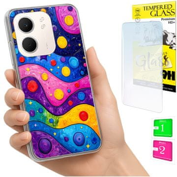 Etui za Oppo A5X, maska foto, futrola, valovi + zaštitno staklo 9h