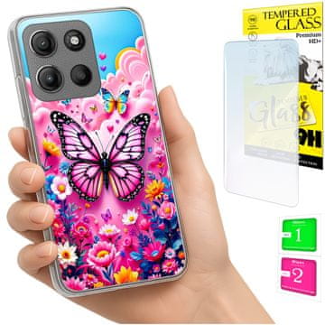 Etui za Motorola Moto G15, maska foto pleća leptir + staklo