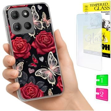 Etui za Motorola Moto G15, maska foto case, pleća leptiri + staklo