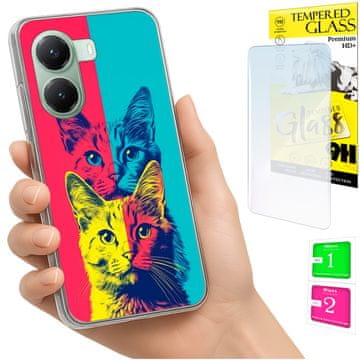 Etui za Xiaomi Poco X7 Pro 5G maska foto case sa leđima mačke + staklo 9h