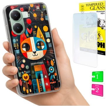 Etui za Xiaomi Poco X7 Pro 5G maska foto leđa mačka + staklo 9h