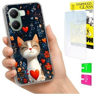 Etui za Xiaomi Poco X7 Pro 5G, foto maskica sa mačićem + zaštitno staklo 9h