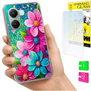 Etui za Xiaomi Poco X7 Pro 5G obudova foto case plecki cvijeće + staklo 9h