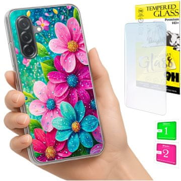 Etui za Samsung Galaxy A36 / A56 foto maska cvijeće staklo 9h