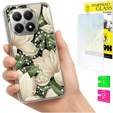 Etui za Xiaomi 15T fotografsko kućište pleći grafika cvijeće + staklo 9h