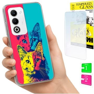 Etui za Oppo A5 5G maska s grafikom mačića + zaštitno staklo 9h