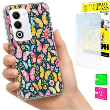 Etui za Oppo A5 5G, maskica foto, grafika leptiri, sa staklom 9h