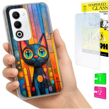 Etui za Oppo A5 5G, maskica FOTO sa printom mačke + 9H staklo