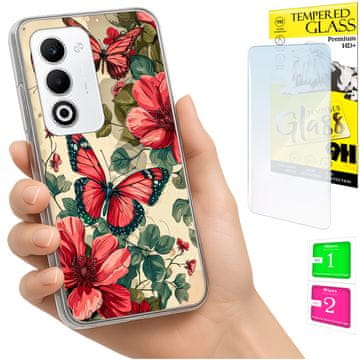 Fotokudica za Oppo A5 5G s grafikom leptira, torbica sa zaštitnim staklom 9h