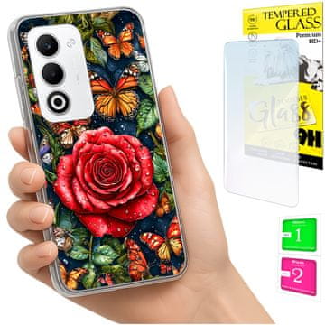 Fotokucište za Oppo A5 5G s grafikom leptira i zaštitnim staklom 9h