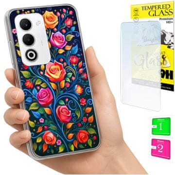 Torbica za Oppo A5 5G maska FOTO kwiaty + staklo 9H
