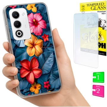 Etui za Oppo A5 5G maska foto sa cvjetnim uzorkom i zaštitnim staklom 9h