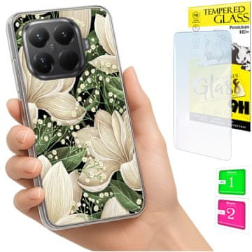 Futrola za Xiaomi 15T Pro, maska FOTO case, grafika cvijeće + staklo 9H