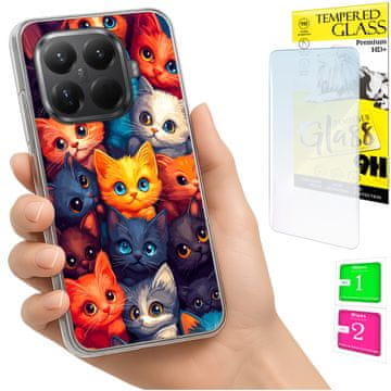 Etui za Xiaomi 15t pro maska foto case plecki grafika mačke + staklo 9h