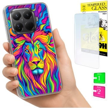 Etui za Xiaomi 15t pro obudowa foto case plecki grafika lew i staklo 9h