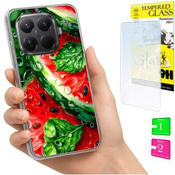Etui za Xiaomi 15T Pro, foto kućište, leđa s grafikom lubenice + 9h staklo