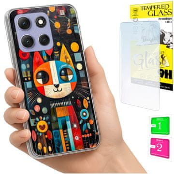 Etui za Motorola Moto G86 Power, maska s fotografijom, mačka + staklo 9h