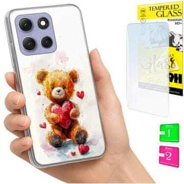 Etui za Motorola Moto G86 Power obloga foto case medvjedić + staklo 9h