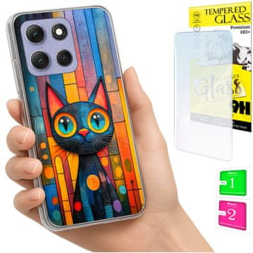 Etui za Motorola Moto G86 Power foto maska leđa mačak + 9h staklo