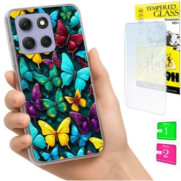 Etui za Motorola Moto G86 power kućište foto case leđa leptiri + staklo 9h