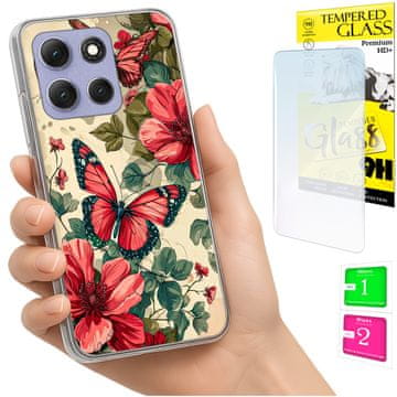 Etui za Motorola Moto G86 Power obloga foto case leptiri + staklo 9h