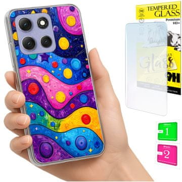 Etui za Motorola Moto G86 Power, futoika s uzorkom valova, zaštitno staklo 9h
