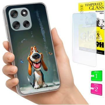 Etui za Motorola Moto G56, maska foto, pozadina sa psom + staklo