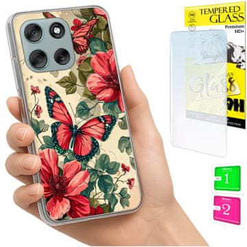 Fotka za motorola moto g56, maska sa leptirima + staklo