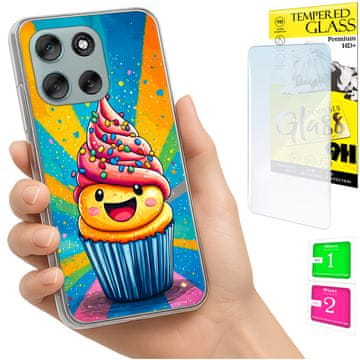 Etui za Motorola Moto G56, maska s fotografijom, omot s kolačima + staklo